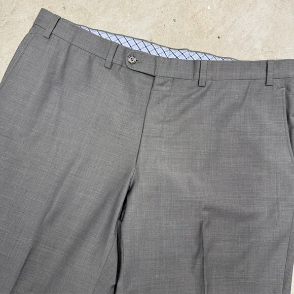 Jack Victor Dress Pants Stretch Wool Trousers Sharkskin Grey 40x32 - Picture 2 of 9
